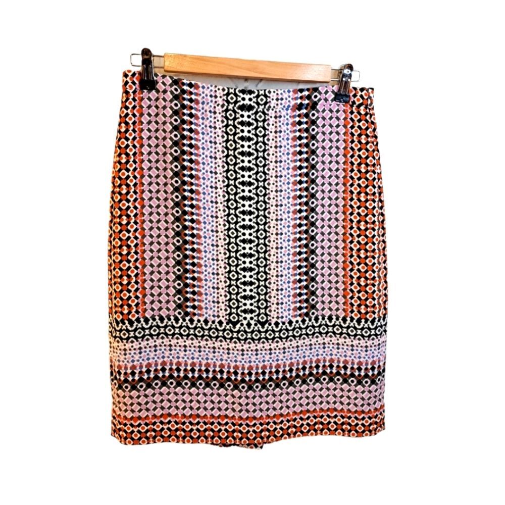 Vintage J.Crew Geometric Print Boho Pencil Skirt Business/Career Core Size 2/XS